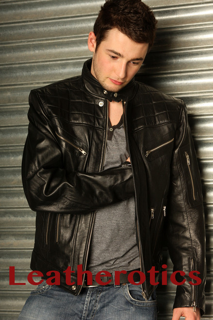 Men's Leather Jacket - Front Men's Leather Jacket - Front
