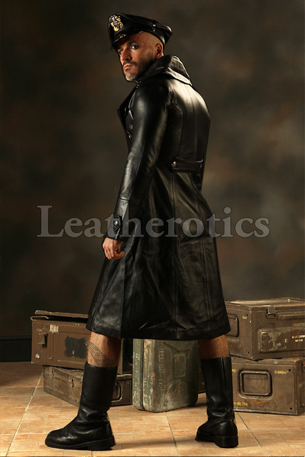 Leather Steampunk Military Coat side look Leather Steampunk Military Coat side look