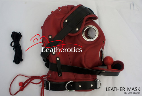 Leather Mask hood, mouth sex bondage hood, Leatherotics Leather Mask hood, mouth sex bondage hood, Leatherotics