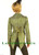 Ladies green paisley flock Victorian tailcoat with lace-up back, back view