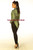 Ladies green brocade steampunk tailcoat, side view