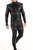 Men's black leather one piece suit, full length front view