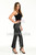 Black flared crop leather pants, side view