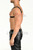 Men's black leather harness, side view