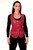 Red leather waistcoat over black top, front view
