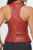 Red leather racerback vest, back view