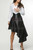 Asymmetric draped Obi Belt Leather Skirt