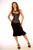 Blackish grey brocade overbust corset with black skirt, full length view