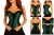 Steel boned green corset with black frills