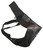 Men's black leather jockstrap briefs with snap pouch, flat product shot