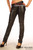 Women's black skinny fit leather jeans, front close-up