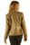 Ladies tan leather blazer jacket, back view
