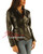 Ladies black leather blazer jacket, side view
