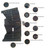 Inside structure of black cotton corset with labelled steel bones and busk