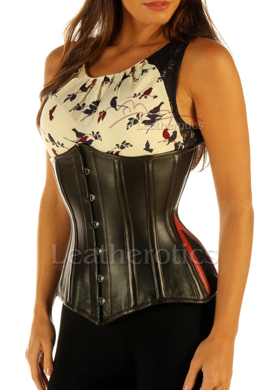 Black Red Leather Corset 4