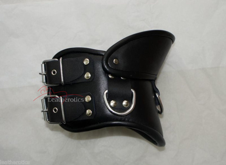 Leather neck collar, Bdsm head lock restraint. Leatherotics