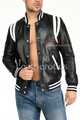 leather jacket with stripes