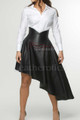 Asymmetric draped Obi Belt Leather Skirt