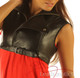 Full Grain Leather High Waisted Short Top Waist Coat Top Trendy  side view