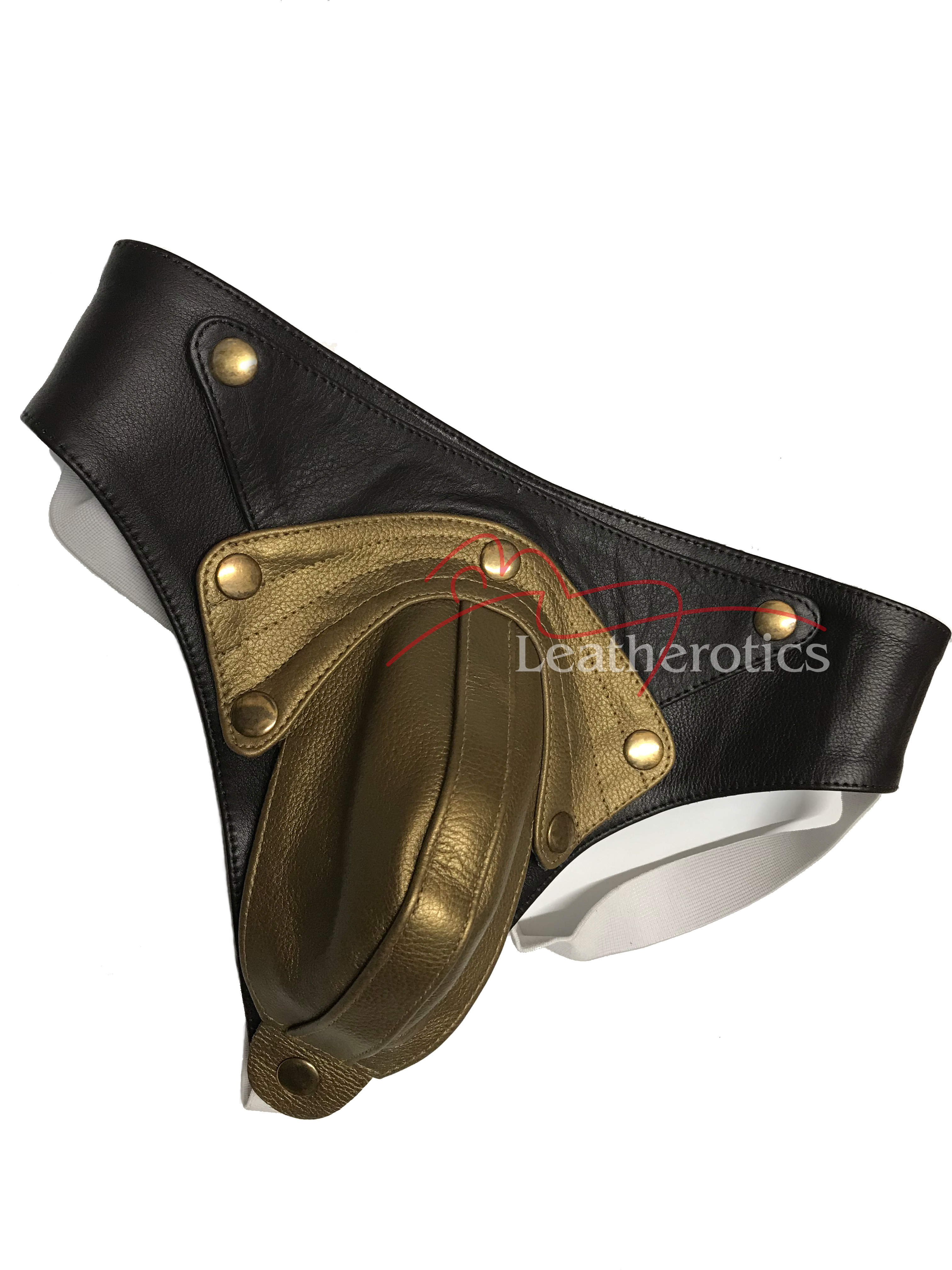 Buy Limited Edition Gold Leather Jock Pouch Leatherotics US