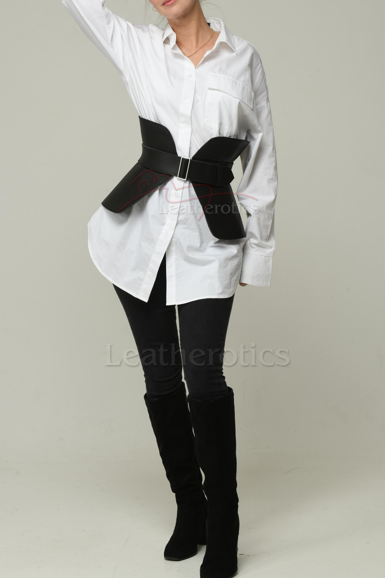 White Women's Leather Belt -Classic Dress Belt for Skirts & Trousers