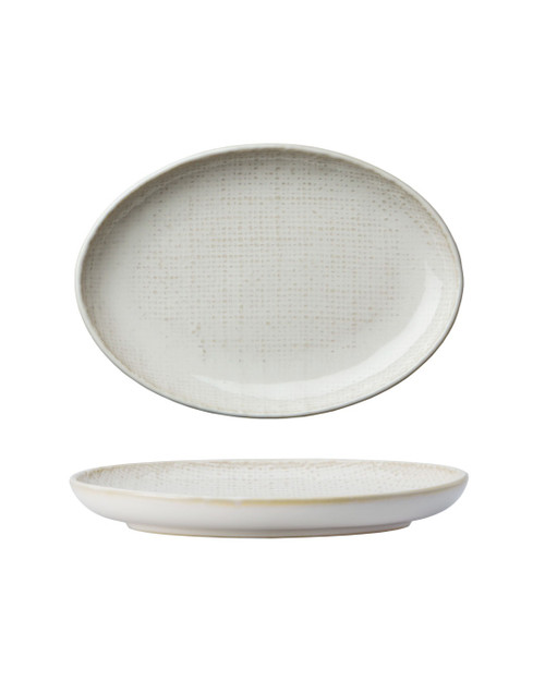 Knit Warm Beige Oval Dinner Plate/Serving Plate for 2 to 3 Persons 10.75 in.