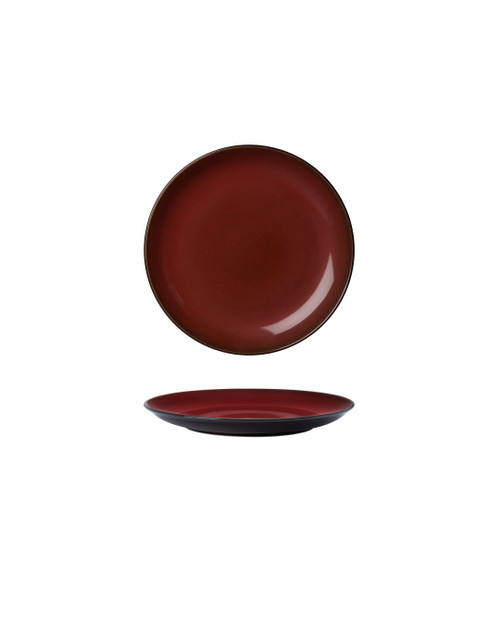 Rustic Crimson Round Bread Bun/ Pastry/ Cocktail Plate 6.5 in.