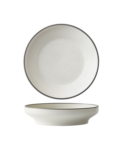 MOD Dusted White Raised Salad/ Pasta Plate/ Shallow Serving Dish for 1 to 2 Persons 9 in.