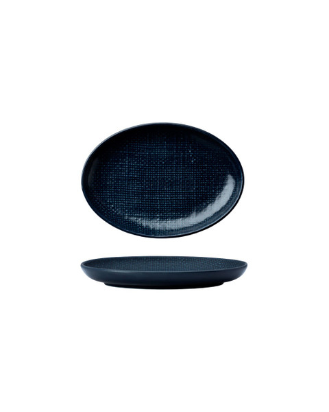 Knit Navy Blue Oval Dessert/Cake Plate 7.5 in.