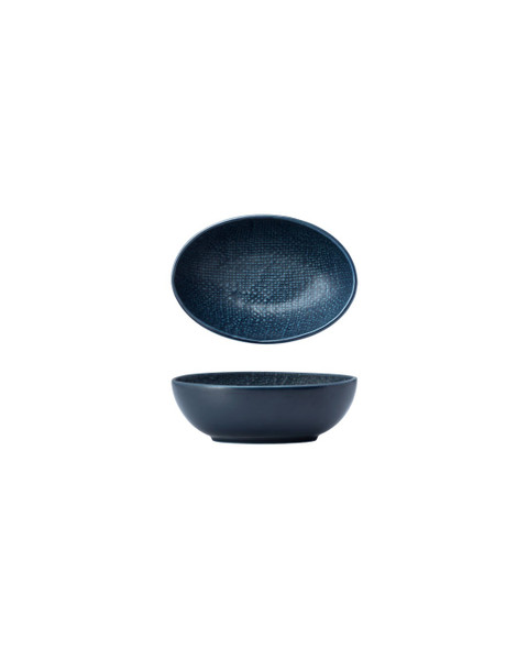 Knit Navy Blue Oval Sauce/ Butter/ Dip Dish 4.25 in.