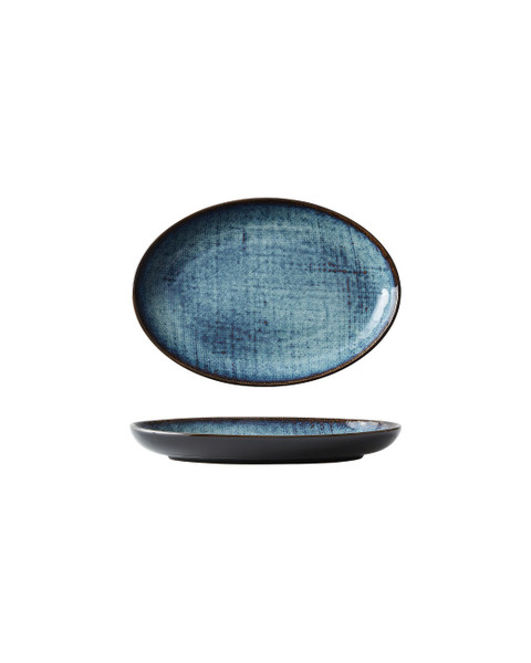 7.5 in. Oval Dessert/ Cake Plate - Knit Denim