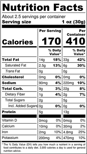 Flaming salted spicy cashews nutrition facts
