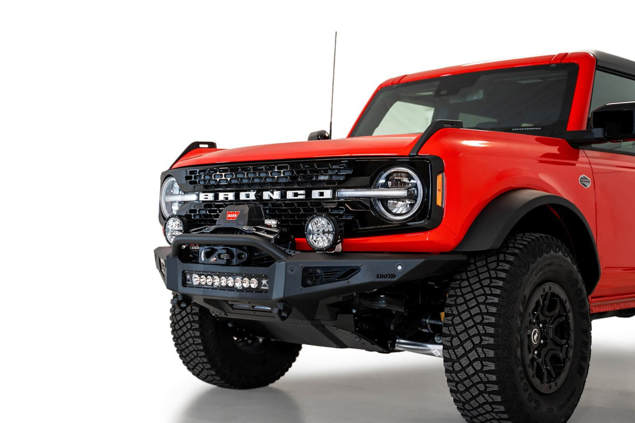 Rock Fighter Front Bumper (F230181060103) — installed view