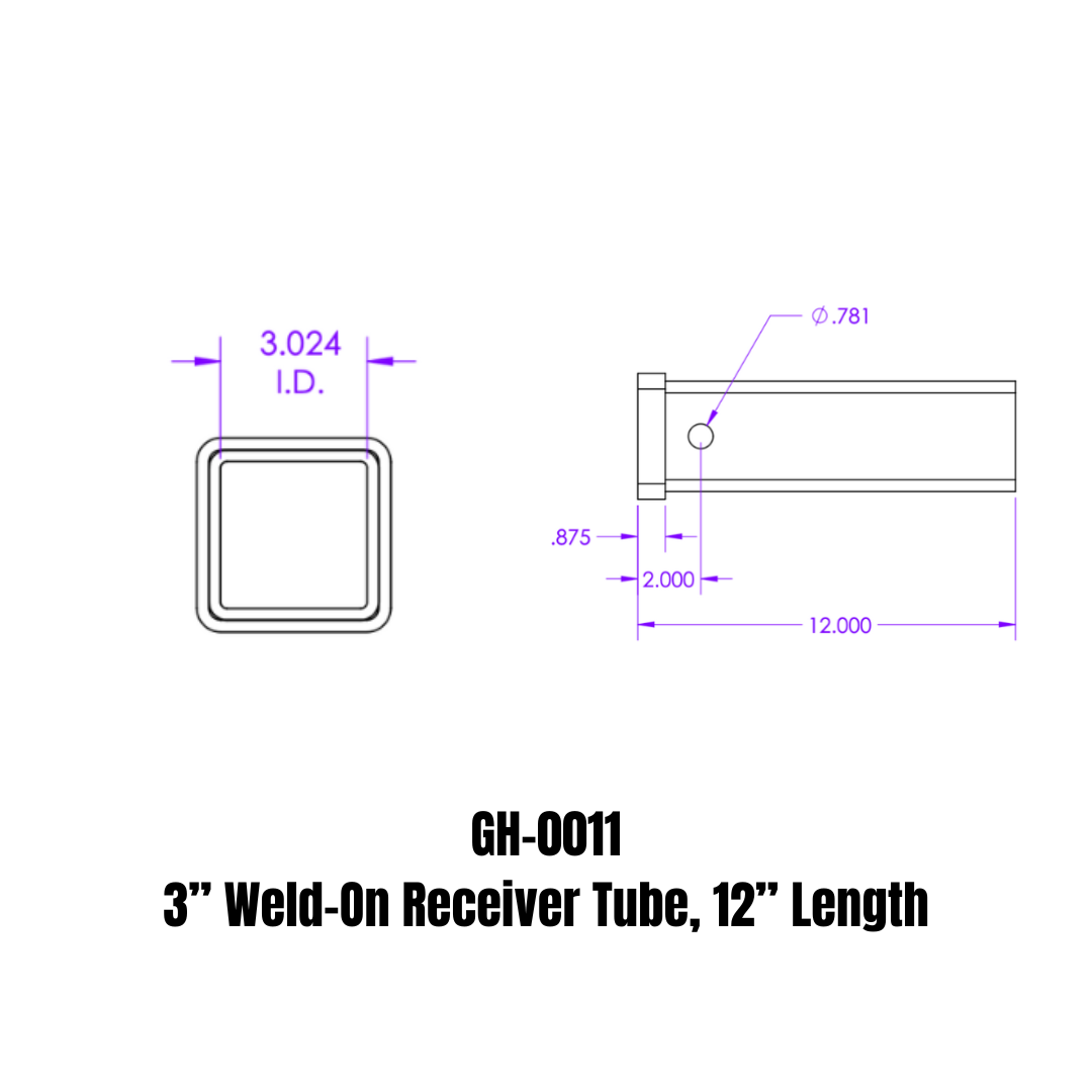 Weld-On Receiver Tube (GH-0011)