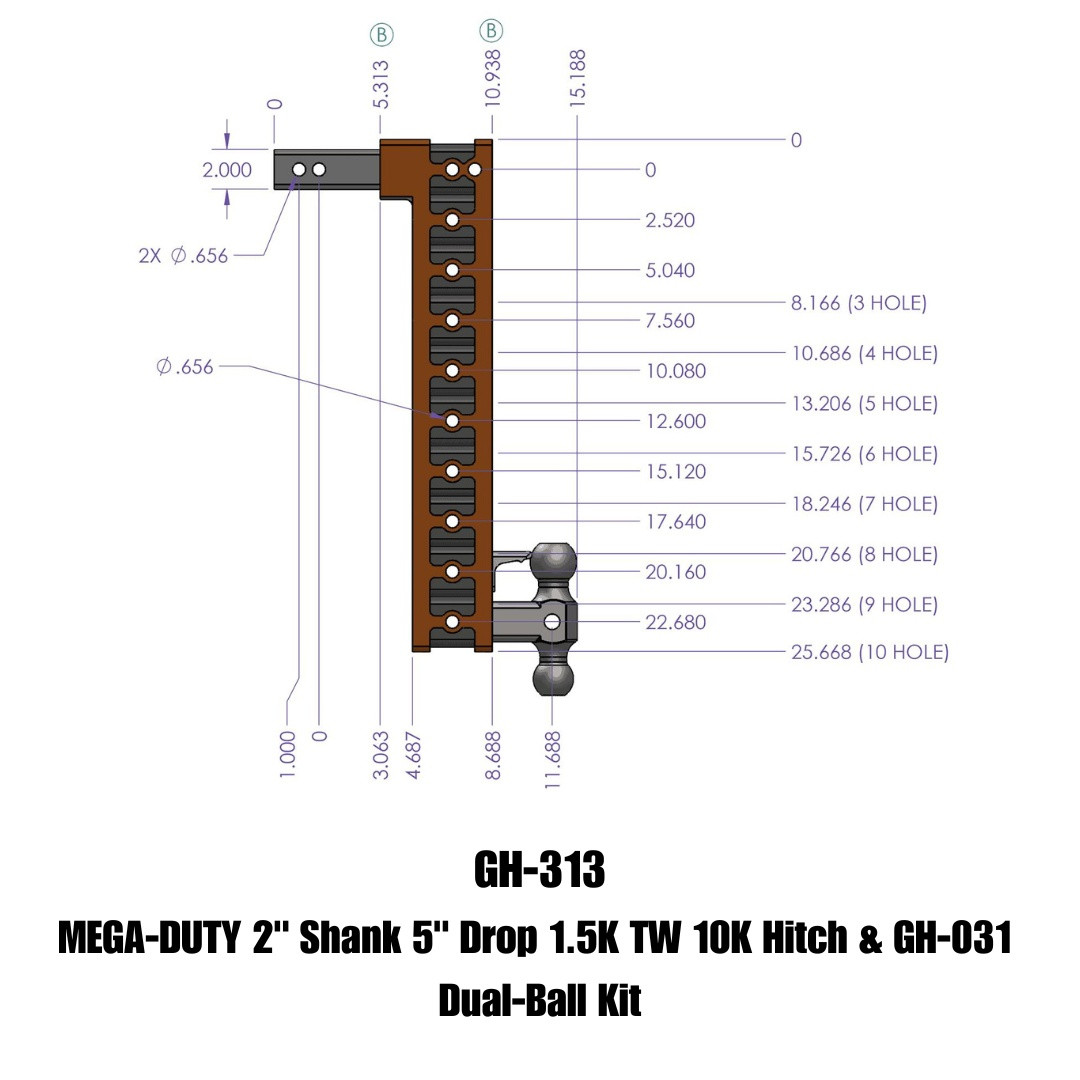 MEGA-DUTY Drop Hitch (GH-313)