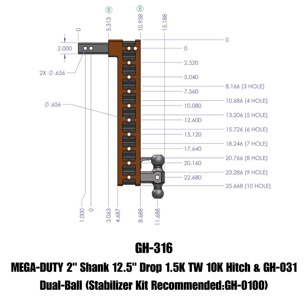 MEGA-DUTY Drop Hitch (GH-316)