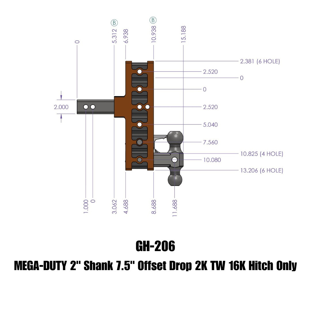MEGA-DUTY Drop Hitch (GH-206)