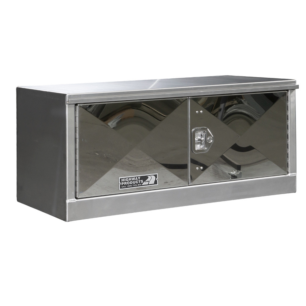 48 X 24 X 24 ALUMINUM DOUBLE DOOR BOX RIGHT HAND OPEN, #8 MIRROR STAINLESS DOOR — primary image