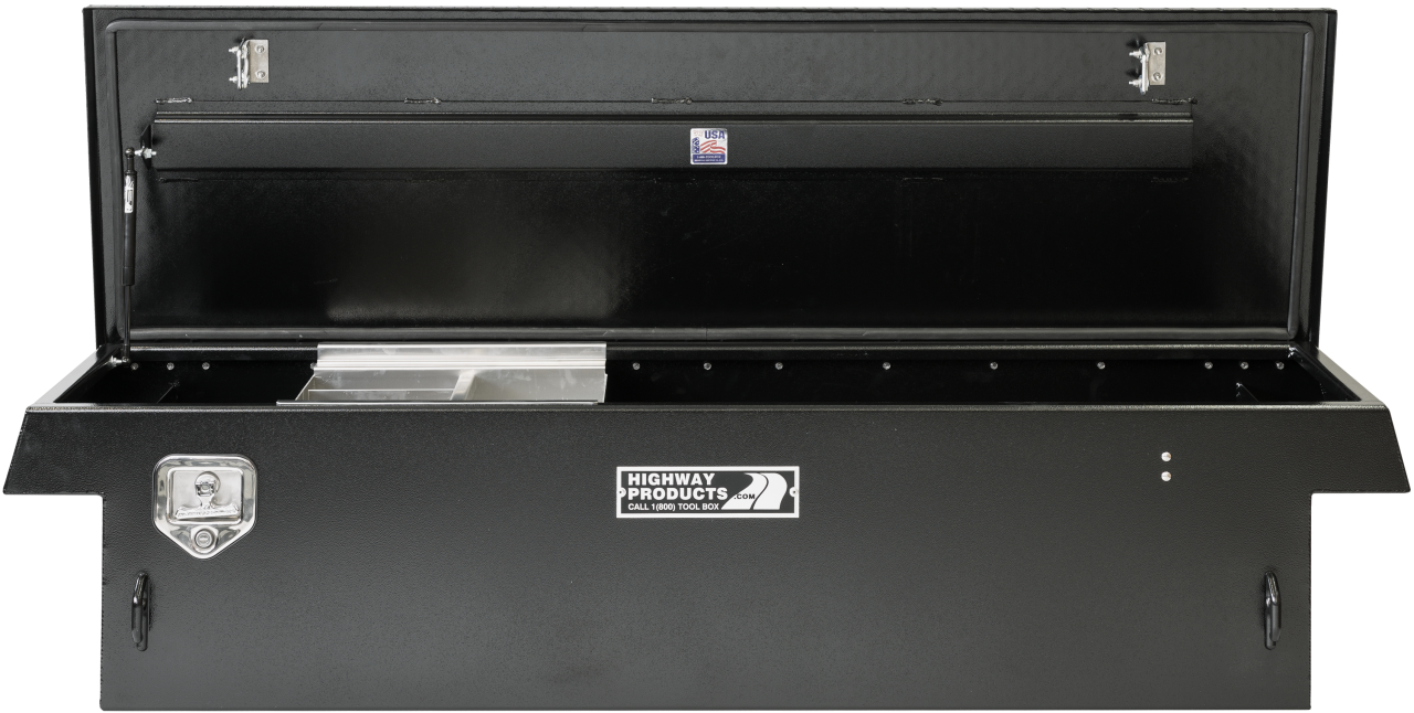 70 X 16 X 23 SINGLE LID TOOL BOX WITH SMOOTH BLACK BASE, BLACK DIAMOND PLATE LID