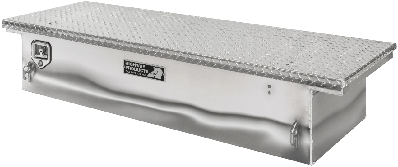 70 X 13.5 X 27 LOW PROFILE TOOL BOX W/ POLISHED ALUMINUM BASE, DIAMOND PLATE LID