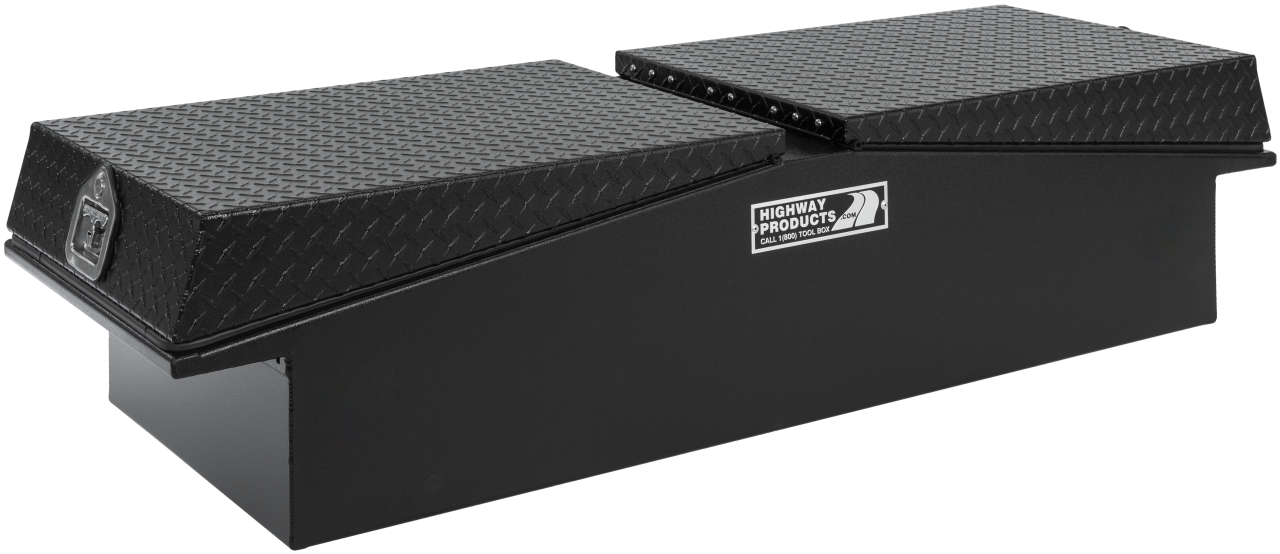 71 X 16 X 23 GULL WING TOOL BOX WITH SMOOTH BLACK BASE, BLACK DIAMOND PLATE LID