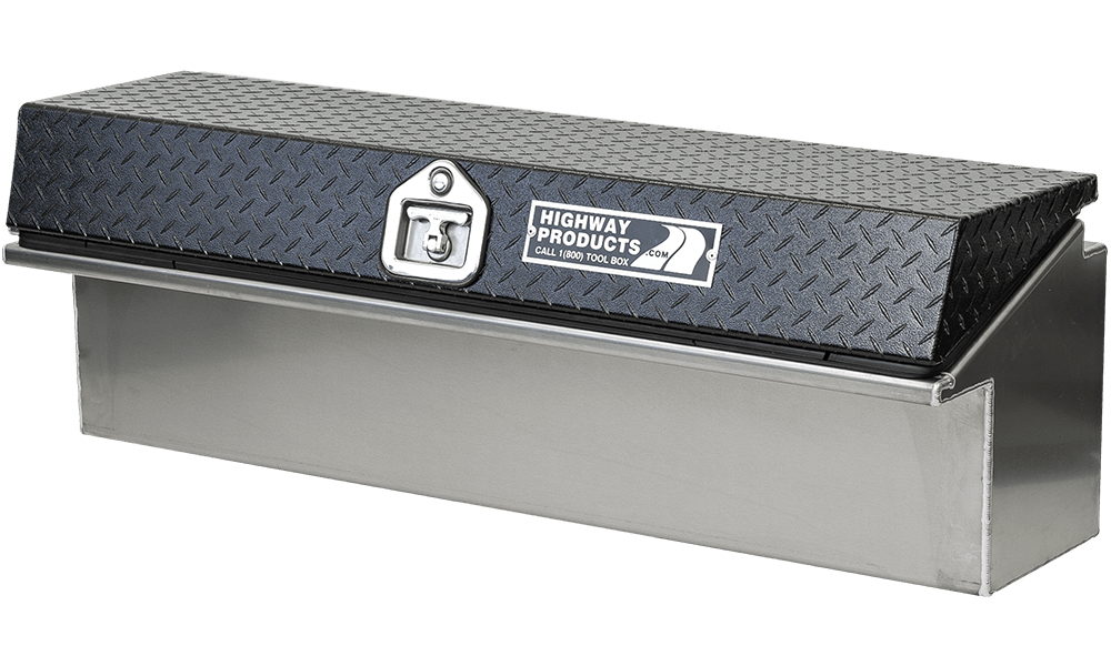 65 X 16 X 16 LOW SIDE TOOL BOX W/ SMOOTH ALUMINUM BASE, BLACK DIAMOND PLATE LID — primary image