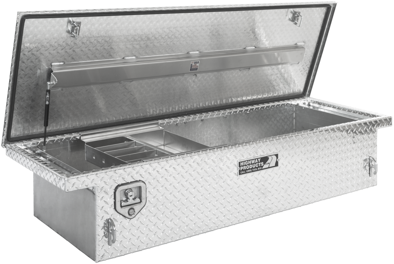 70 X 13.5 X 23 LOW PROFILE TOOL BOX WITH DIAMOND PLATE BASE, DIAMOND PLATE LID