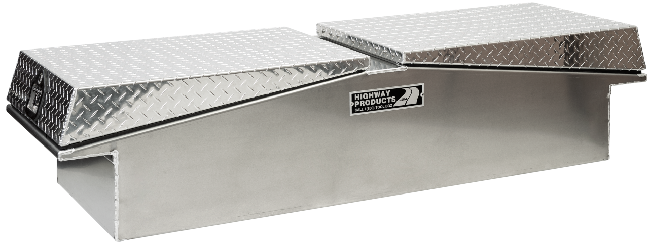 71 X 16 X 23 GULL WING TOOL BOX WITH SMOOTH ALUMINUM BASE, DIAMOND PLATE LID