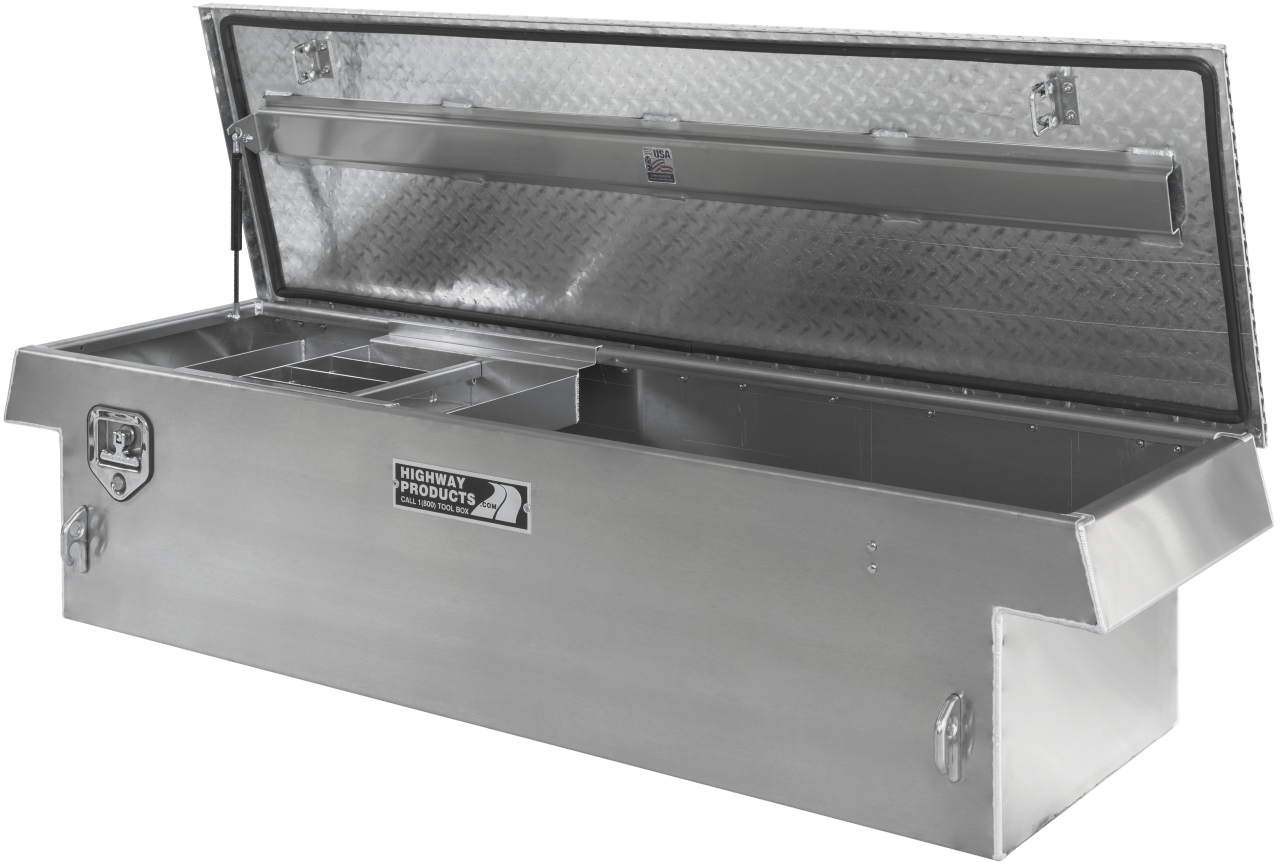 70 X 16 X 23 SINGLE LID TOOL BOX WITH SMOOTH ALUMINUM BASE, DIAMOND PLATE LID
