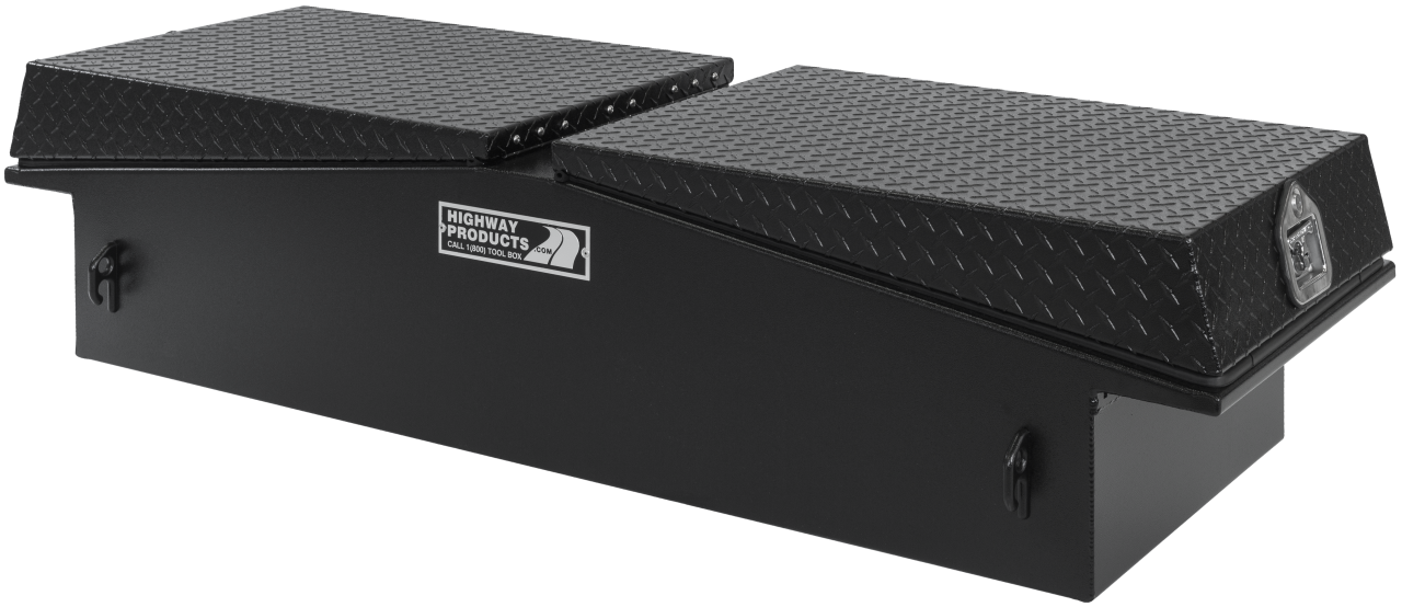 71 X 16 X 23 GULL WING TOOL BOX WITH SMOOTH BLACK BASE, BLACK DIAMOND PLATE LID (3412-015-BK62)