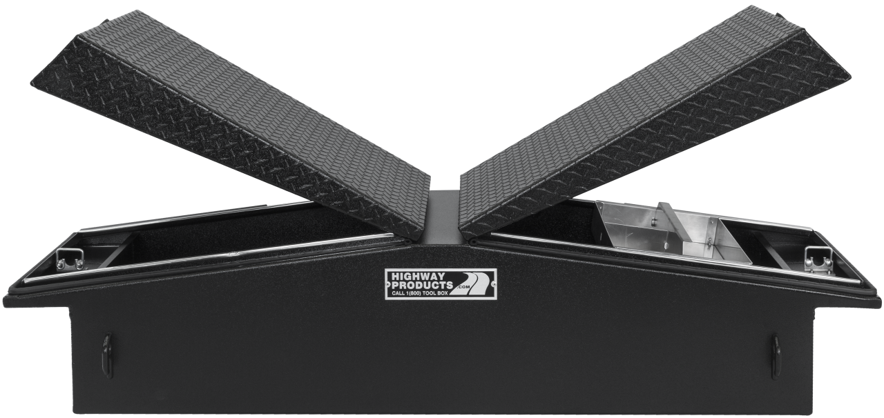 71 X 16 X 23 GULL WING TOOL BOX WITH SMOOTH BLACK BASE, BLACK DIAMOND PLATE LID (3412-015-BK62)