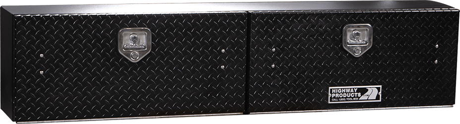 96 X 16 X 13 HIGH SIDE TOOL BOX WITH BLACK DIAMOND PLATE DOOR, SMOOTH BLACK BASE