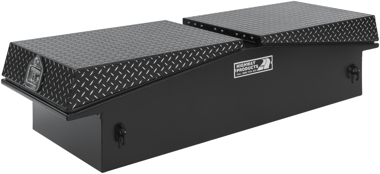 71 X 16 X 23 GULL WING TOOL BOX WITH SMOOTH BLACK BASE, LEOPARD LID