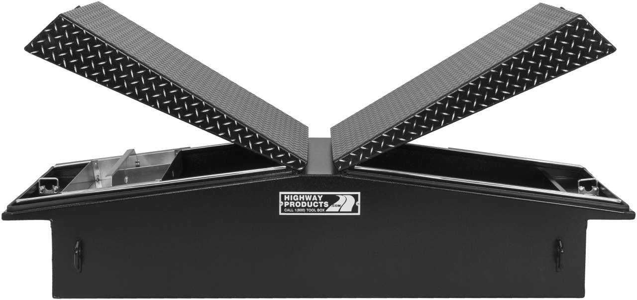 71 X 16 X 23 GULL WING TOOL BOX WITH SMOOTH BLACK BASE, LEOPARD LID